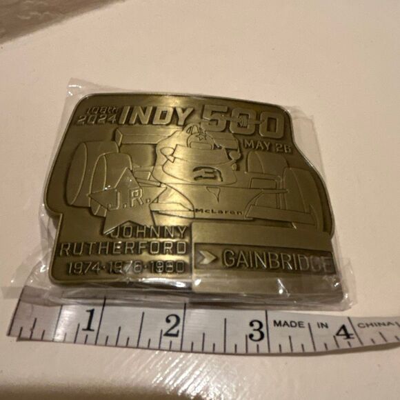 Indy 500 Pit Badge Belt Buckle 2024 Limited Edition Bronze Johnny Rutherford main image 8